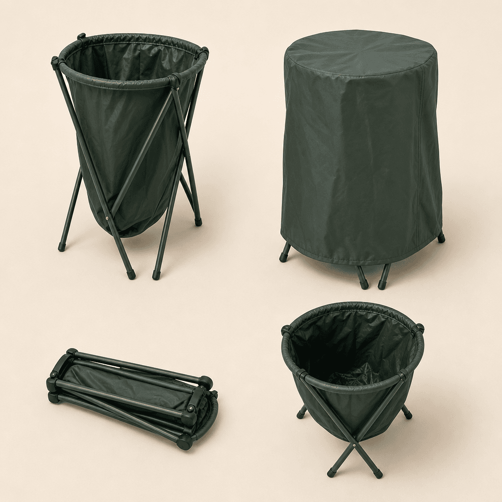 Outdoor Event Recycling Set — Pop-up bag stands for garden parties and outdoor gatherings.